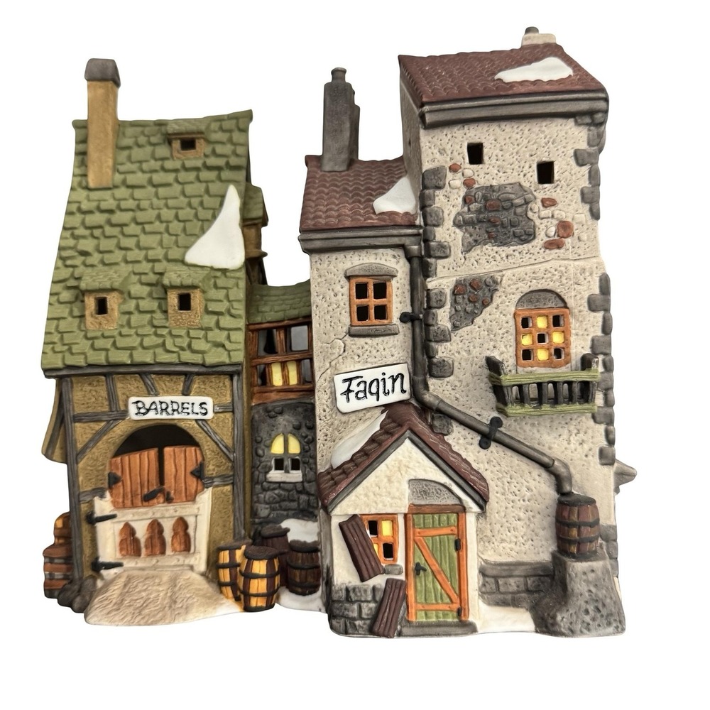 Vintage Dept 56 Dickens Village Fagin's Hide-A-Way Lighted Porcelain House 1990